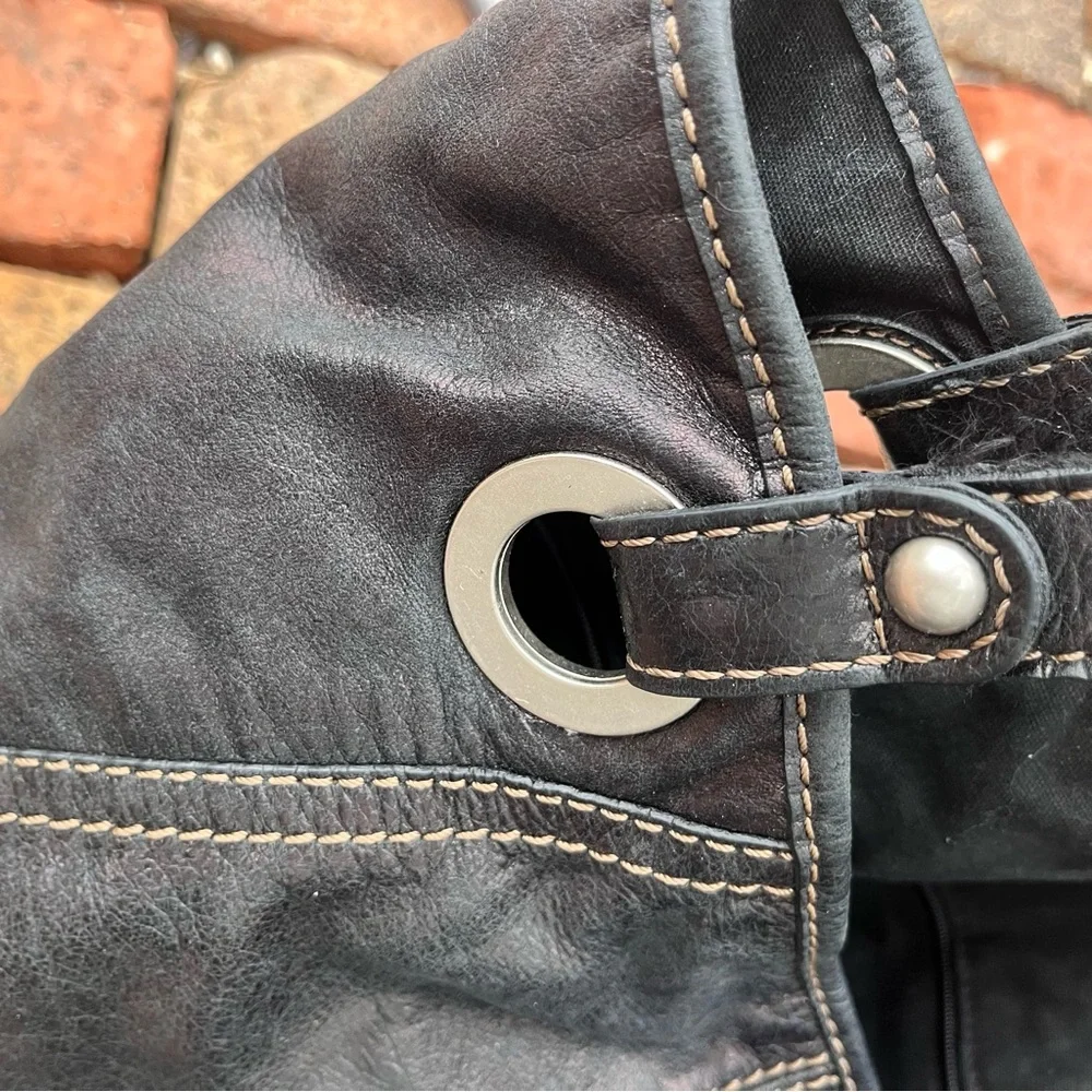 Fossil Black Canvas Tote & Wallet with Silver Accents - Picture 5 of 10